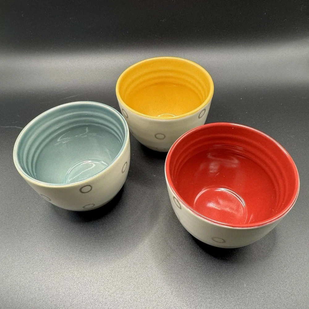 Pier 1 Elemental Tea Set. Teapot & 3 Different Color Cups